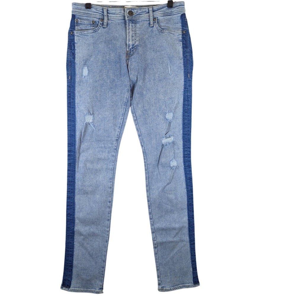 Jack & Jones Slim Fit Distressed‎ Jeans Side Stripe Detail Size 31x34